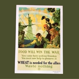 Vintage World War 1 "US Anti-Food Waste" Propaganda Poster